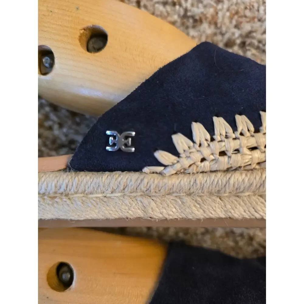 Sam Edelman Austin Navy Blue Suede Espadrille Mules Slides Sandals 9.5